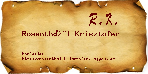 Rosenthál Krisztofer névjegykártya